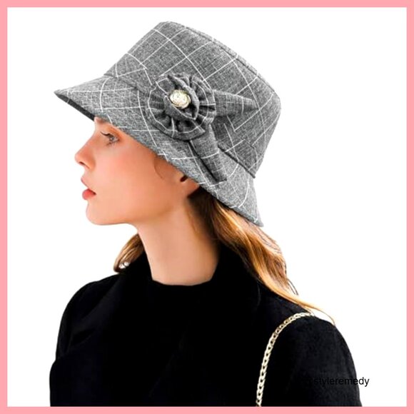 Foldable Cotton Linen Bucket Hat with Floral Bow main image 5